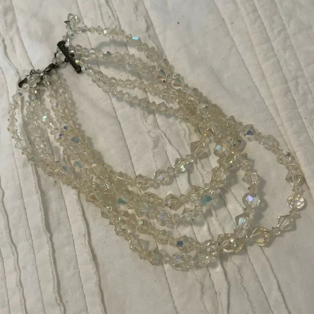 Vintage Aurora beads Five Strand Multi Layer Faceted Striking Elegant Sparkly